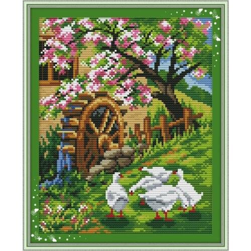 The Garden Is Filled With The Brightness Of Spring Chinese Cross Stitch Kits Ecological Cotton Printed Christmas Decorations DIY