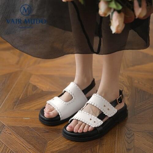 VAIR MUDO Summer Sandals Shoes Thick Heels Round Toe Students Waterproof Platform Soft Bottom Comfortable Hook & Loop LX128L