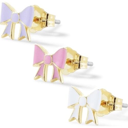 3 Pcs New Alloy Drip Oil Stud Earring for Women Cute Mini Multicolor Bow-knot Piercing Earrings Set Fashion Jewelry 2020
