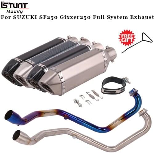 Slip On For SUZUKI GIXXER 250 Gixxer250 SF250 Motorcycle Exhaust Full System Escape Modified Front Tube Middle Link Pipe Muffler