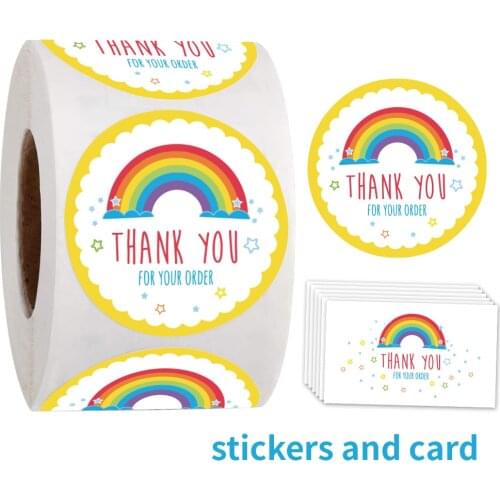 500Pcs Thank You For Your Order Stickers And Card Cute Rainbow Star Labels For Small Business Decor Labels For Handmade Gift