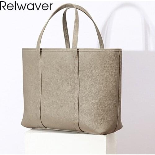 Cowhide women tote bag big women genuine leather handbag brief minimalist ol grey versatile commute women bag