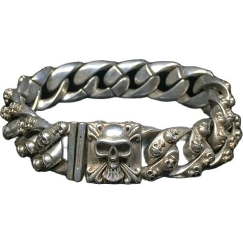 Tibetan Handmade silversmith Skull Bracelet collection