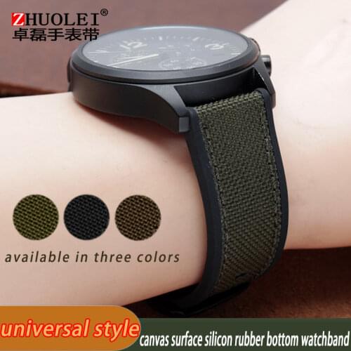 Canvas + silicone base watch strap Army Green Nylon Watchband universal style suitable for mens watch band 21/22mm Wristband