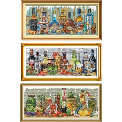 Wine vegetables cartoon counted printed on the canvas 11CT 14CT DIY kit Cross Stitch embroidery needlework Sets home decor