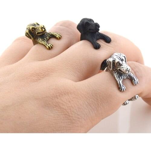 Vintage Hippie Golden Retriever Dog Ring Animals Anillos Mujer Wedding Rings For Women Anel Men Jewelry Best Friend Gift Aneis
