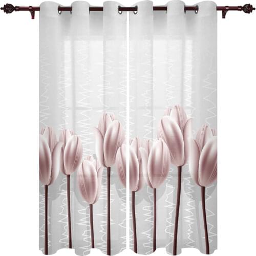 Modern Curtains Abstract Pink Tulip For Living Room Bedroom Valances Window Curtain Sunshade Finished Kitchen Treatment