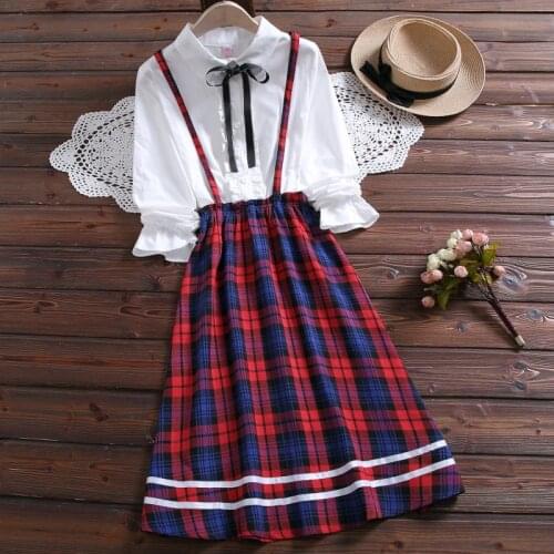 Women Dress Ruffled Turn Down Collar Contrast Color Plaid Loose Dress