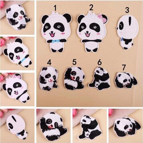 1PCS Chinese Panda Creative Handsome Embroidery Patch Iron On Clothes Pattern for Clothes DIY Decorative Jacket Stickers