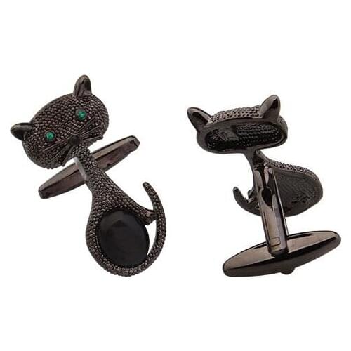 10pairs/lot Cute Gunblack Green Eye Cat Cufflinks Little Kitten Kitty Cuff Links Mens Jewelry Gift Wholesale
