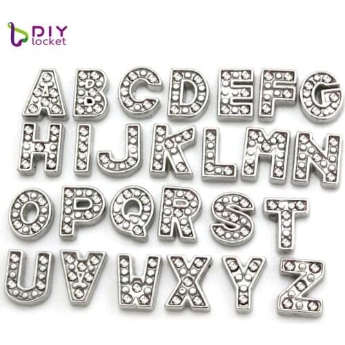 10PCS/lot Crystal A-Z Alphabet Letter Floating Charms Initial For Floating Locket DIY Charms LSFC113
