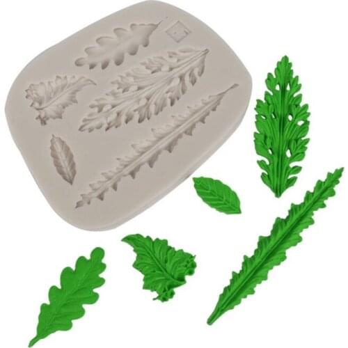 Wholesale 10 Pcs/lot Leaves Shapes Silicone Sugarcraft Mould, Fondant Cake Decorating Tools Bakeware