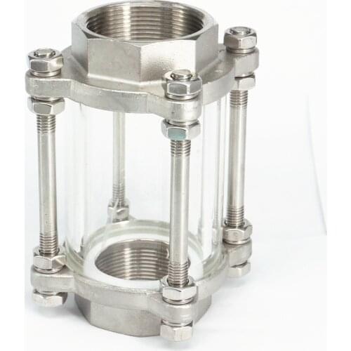 2" BSPT Female SS304 Stainless Steel Flow Sight Glass Dipoter 85 PSI Sealing Silicone