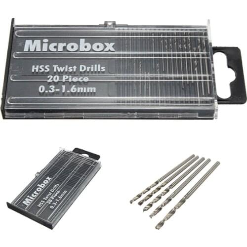 20Pcs 0.3mm-1.6mm Mini drill bit High Speed Steel HSS Micro Twist Drill Bit Set Model Craft With Case Repair Parts Tool Kit