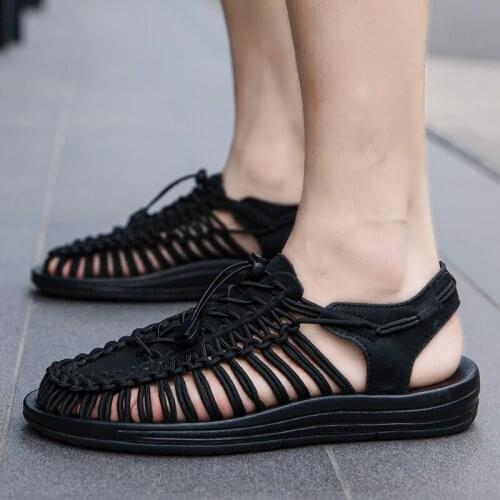 2021 Fashion Trend Mens Sandals Summer Casual Shoes Weaving Design Breathable Hollow Out Beach Big Size Sandals for Male 37-50