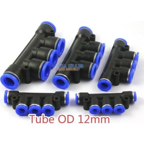 5 Pieces Pneumatic Manifold Union Tube OD 12mm Air Push In To Connect Fitting One Touch Quick Release Fitting