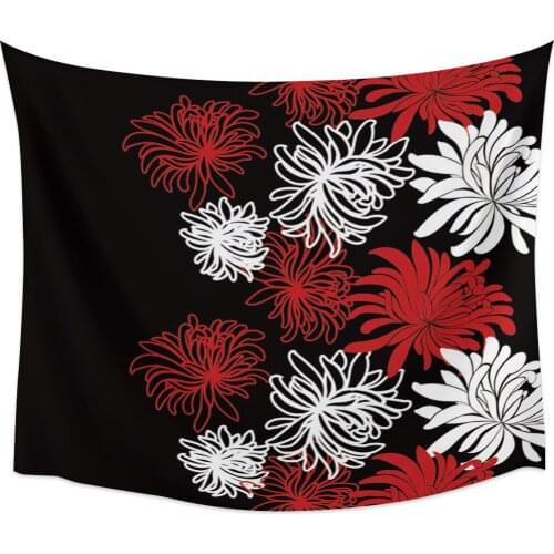 White Red Chrysanthemum Wall Tapestry Home Wall Decor Tapestry Bedroom Tapestry Wall Hanging Picnic Mat Yoga Mat