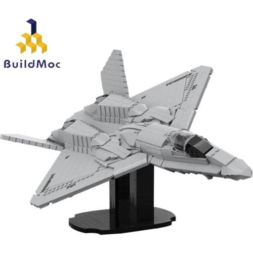 Buildmoc Military Plane YF-23 Black Widow II Fighter Air force Modern Weapons of War Building Blocks Aircraft Toys For Kid Gift