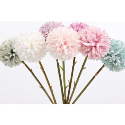 1 Piece Ball Chrysanthemum Artificial Flowers Wedding Decoration Modern Vase for Home Diy Bridal Bouquet Dining Table Christmas