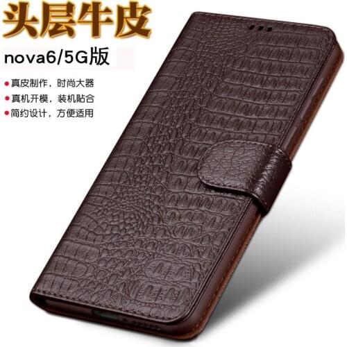 Business Style Genuine Leather Wallet Case Card Slots Holder For Huawei Nova 6 5g 5 5i Pro Flip Cover