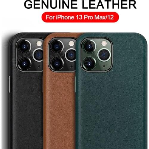 Genuine Leather Cover for iPhone 13 Pro Max 11 12 Mini X XS Max XR Case Original Luxury Ultra Thin Protective Phone Back Case