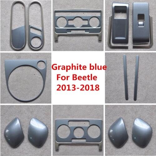Graphite Blue Interior Styling Door Panel Handle Sticker Center AC Control Cover Moulding Trim for Volkswagen Beetle 2013-2018