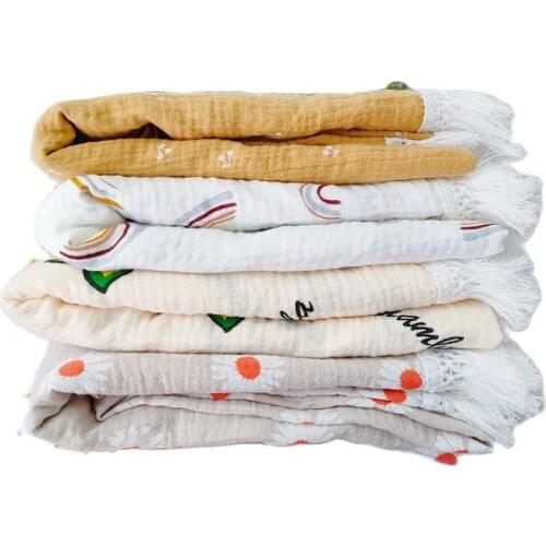 Cotton Super Soft Breathable Swaddle light weight fast quick drying muslin wrap Blanket for Child Infant Toddler