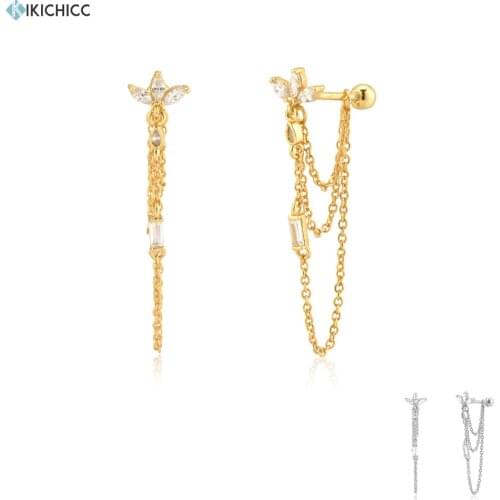 KIKICHICC 925 Sterling Silver Gold Three Ovals Chain Beads Ear Pin Drop Earring Women Party Luxury Jewelry Piercing Pendiente