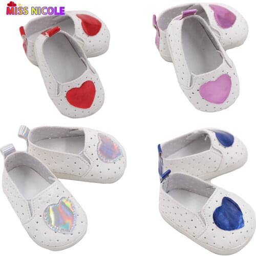 Dolls Shoes Fit For 43cm New Born Baby Heart Doll Shoes 18 inch Doll Cute Shoes Doll Accessory Toy Gift For Girls