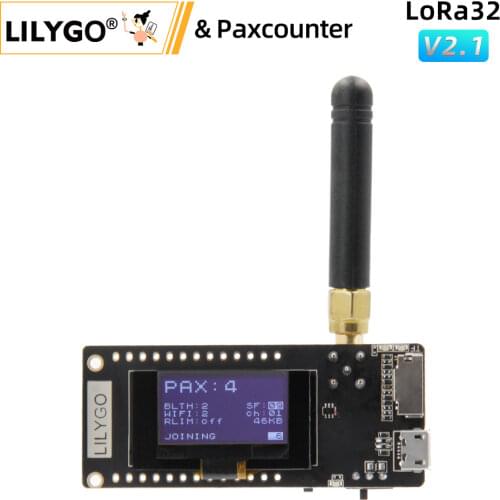 LILYGO® TTGO ESP32-Paxcounter LoRa32 V2.1 1.6.1 Version 433/868/915MHZ LoRa ESP-32 OLED 0.96 Inch SD Card Bluetooth WIFI Module