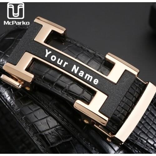 McParko Luxury Belt For Men Real Crocodile Leather Belt Genuine Straps Fashion Men Gift Custom Logo Name Belts Super Long 150cm
