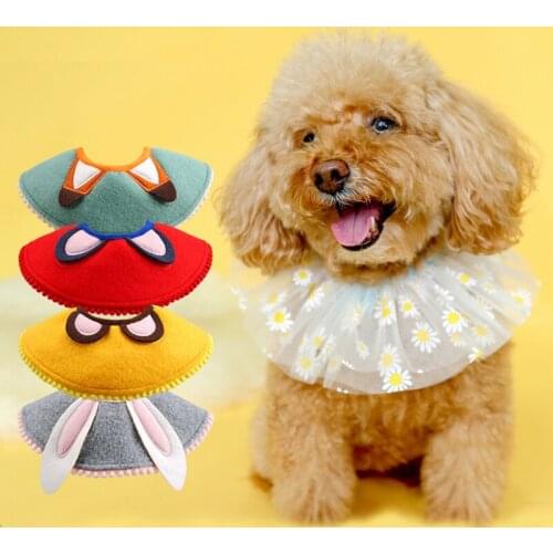 Cute Animals Flower Dog Cat Bibs Bandanas Adjustable Mascotas Perros Accesorios for Dogs Cats Saliva Towel Bowtie Pet Supplies