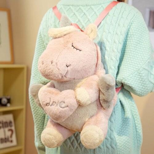 Kawaii Pink Unicorn Plush Bag With Blanket Soft Stuffed Plushie Doll Hand Warmer Toys For Children Backpack Gift For Girls Kids