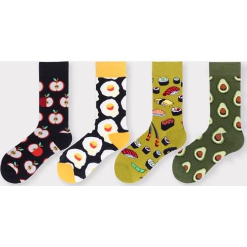 Fashion Cotton Couple Long Socks Funny Fruit Mens Socks Ins Food Pattern Women Socks Novelty Design Socks Streetwear Sock 37-44