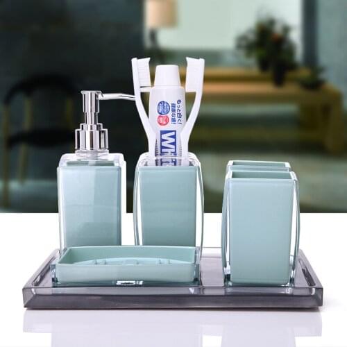 Bathroom Accessories Set Organic glass Soap Dispensers Toothbrush Holders Gargle Cups Soap Dishes 6 Pieces Set Wedding Gifts