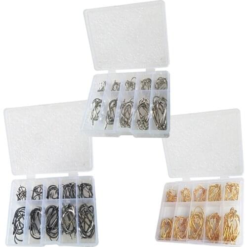 101pcs Fishing Hook Set Carbon Steel Single Fishing Jig Barbed Carp Hooks Wholesale Supplier Fishhooks for Carp Fishing Tool