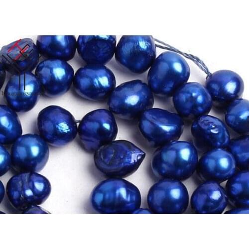 One Strands Real Pearl 6-7mm Deep blue Pearl Flat Baroque Natural Freshwater Pearl loose beads 35cm / 15inch