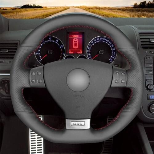 DIY Anti-Slip Wear-Resistant Steering Wheel Cover For Volkswagen GTI 5 (V) Scirocco Tiguan(R-Line) Car Interior Decoration