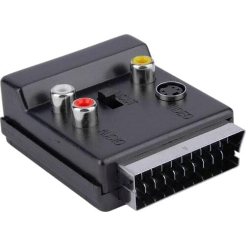 Newest Switchable Scart Male to Female S-Video 3 RCA Audio Adapter Convector