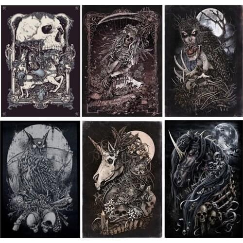 2018 new diy diamond painting night skull animal mosaic 5d cross stitch full square diamond embroidery kits home decor