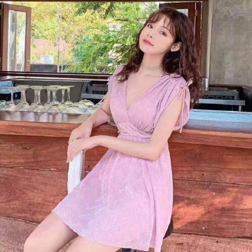 2021 New Women Solid One Piece Swimsuit Push Up Swimwear Korean Style Bathing Suits Bathing Suits Beachwear Swimming Swimskirt