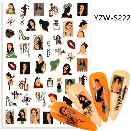 The New 3D Nail Sticker Portrait stickers for nail Foil Flower Fruit Design Nails Accessories Fashion Manicure Sticker