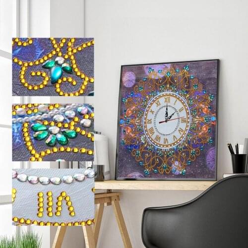 New Fashion Clock Diamond Painting Mandala DIY 5D Embroidery Mosaic Rhinestones Special Shape Drill Canvas Wall Art Home Decor