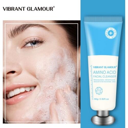 VIBRANT GLAMOUR Amino Acid Facial Cleanser Shrink Pores Removing Acne Oil Control Nourish Whitening Lift Firming Facial care 80g