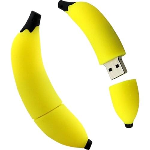 Wholesale Pen Drive Silicone Fruit Banana 4GB 8GB 16GB 32GB 64GB Fruit Usb Drive Usb Flash Drive Memory Stick Storage Mini Gift