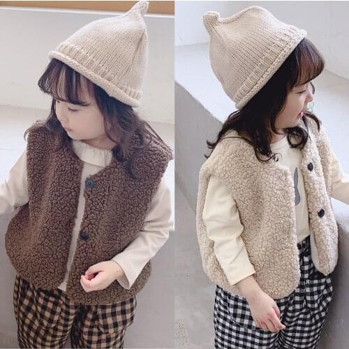 2019 Autumn Winter Childrens Warm Waistcoat Jacket Cashmere Girls New Childrens Clothing Korean Woolen Vest Coat Baby Girls