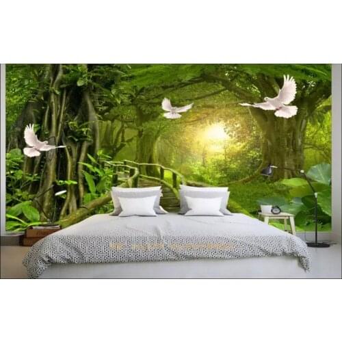 Custom photo wallpaper 3d wallpaper for walls 3 d Pastoral mural Forest pigeon sunshine 3D background wall papers home decor