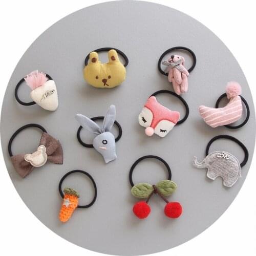 1PC New Lovely Bear Cherry Children Hair Ropes Cute Elastic Rubber Hair Band Girls Hair Accessories Baby Headwear Kids Headdress