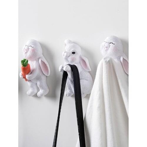 Self Adhesive Rabbit Animal Wall Hook Hanger For Key Hook Wall Decoration Sundries Hook Kitchen Pot Spoon Hook Hanger