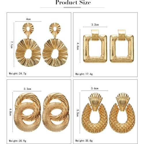 Fashion Earrings Geometric Gold Color Stud Earrings For Women Girls Metal Star Moon Letter Earring Handmade Female Jewelry Gifts